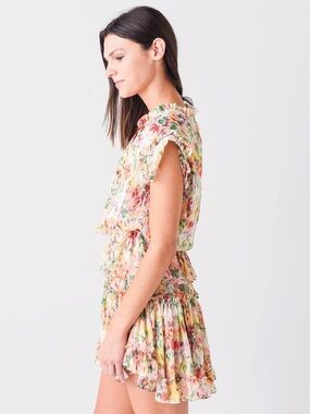Anthropologie Misa Los Angeles Lilian Dress Bahara Floral Ruffle Dress Medium